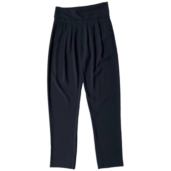 Aritzia Wilfred Tuxedo Pant High fold over Waist Straight leg Trouser Black - Picture 1 of 16